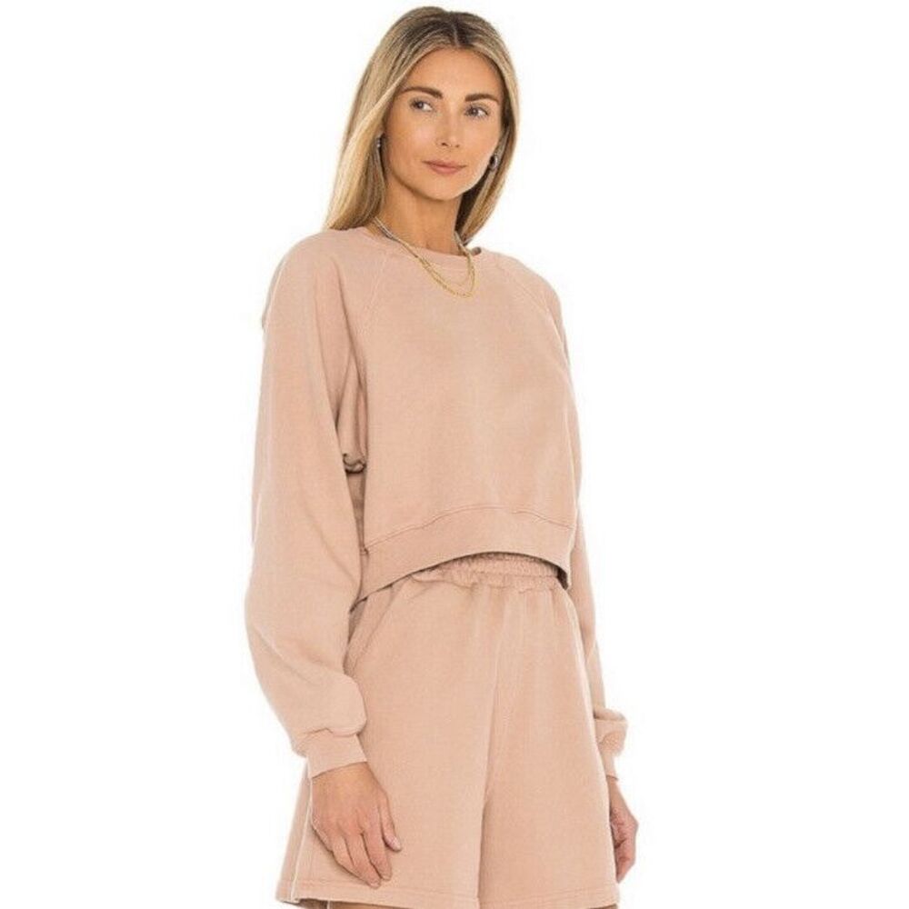 SIXTHREESEVEN‎ Women's The Raglan Crewneck Sweatshirt in Beige Size XXS